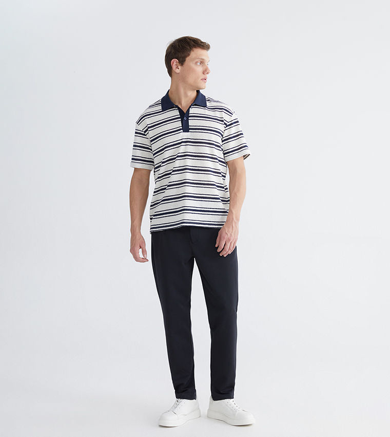 Striped Short Sleeves Polo T-Shirt