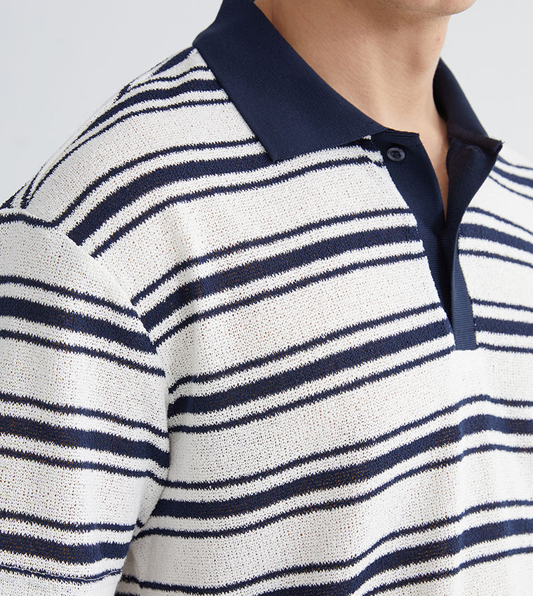 Striped Short Sleeves Polo T-Shirt