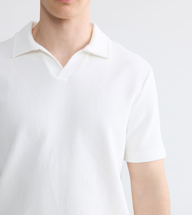 LC Waikiki Textured Short Sleeves Polo T-Shirt White