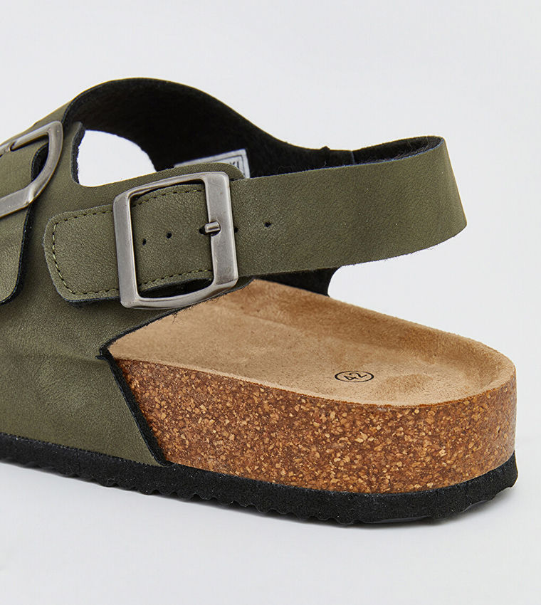 LC Waikiki Men Casual Buckle Detail Slingback Sandals Khaki