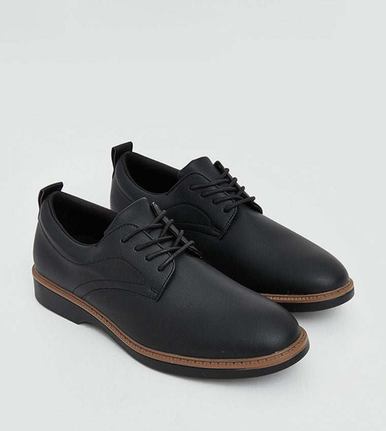 LC Waikiki Men Formal Solid Round Toe Lace-Up Shoes