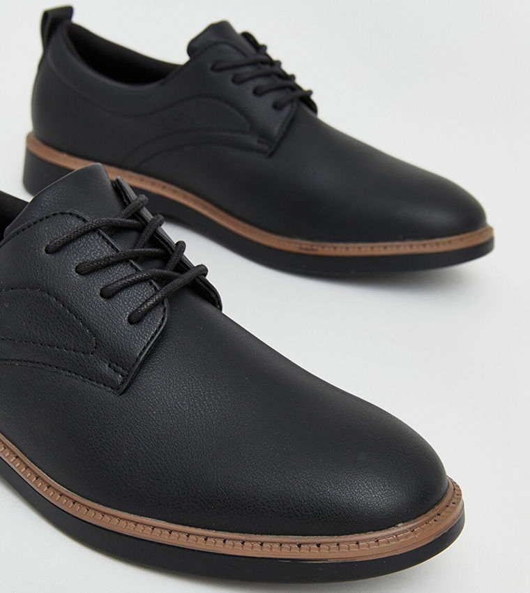 LC Waikiki Men Formal Solid Round Toe Lace-Up Shoes