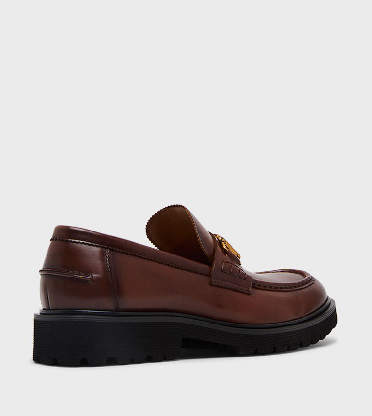 Steve Madden Men MARLOW Solid Horsebit Detail Loafers Tan