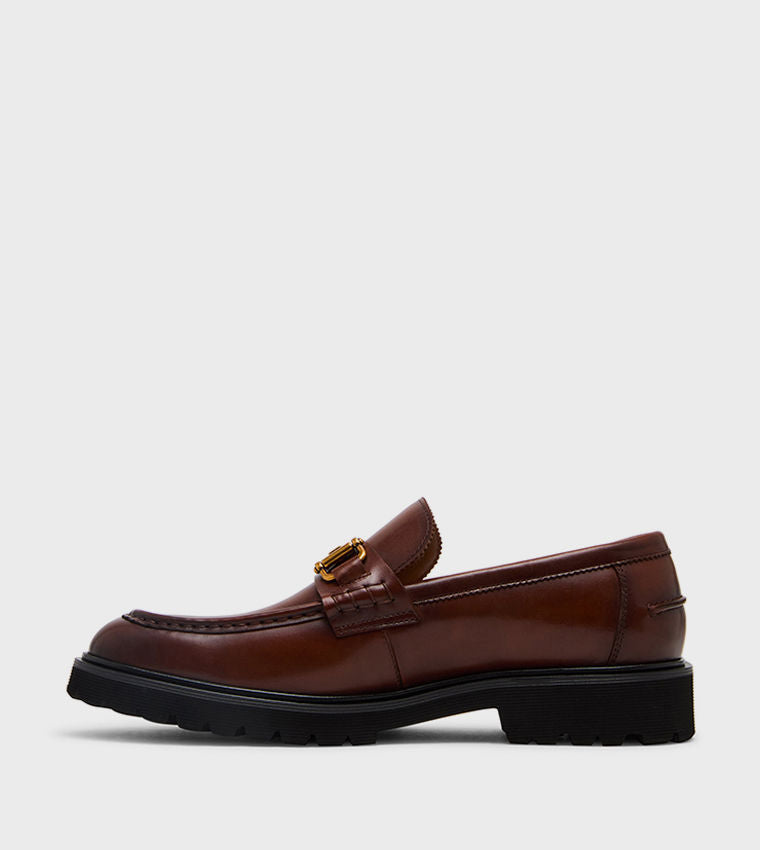 Steve Madden Men MARLOW Solid Horsebit Detail Loafers Tan