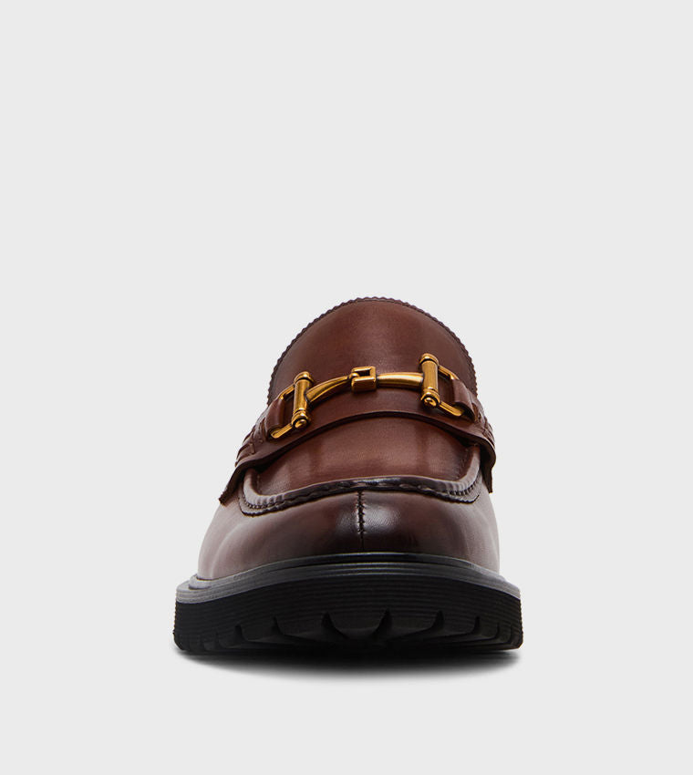 Steve Madden Men MARLOW Solid Horsebit Detail Loafers Tan