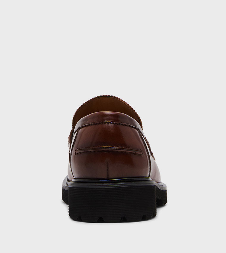 Steve Madden Men MARLOW Solid Horsebit Detail Loafers Tan