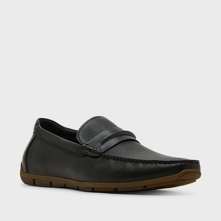 Steve Madden Men Casual THURSTON Textured Loafers THUR01M1-017_BLACK