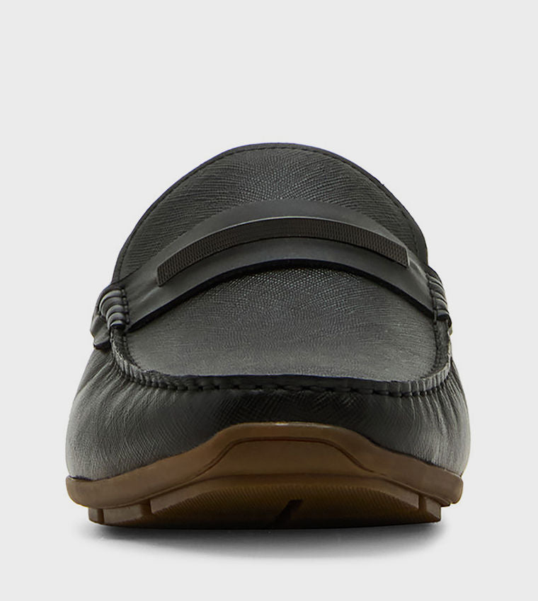 Steve Madden Men Casual THURSTON Textured Loafers THUR01M1-017_BLACK