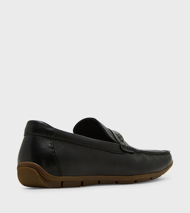 Steve Madden Men Casual THURSTON Textured Loafers THUR01M1-017_BLACK