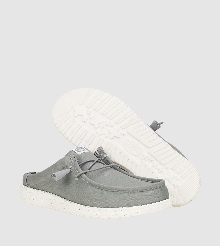 HEY DUDE WALLY Stretch Canvas Mule Shoes Grey