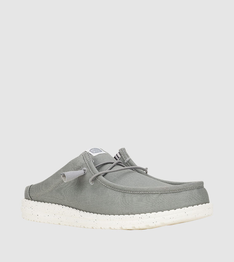 HEY DUDE WALLY Stretch Canvas Mule Shoes Grey