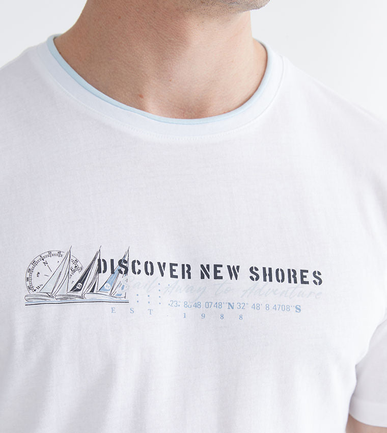 LC Waikiki Printed Short Sleeves T-Shirt White