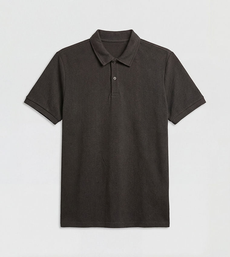 LC Waikiki Textured Polo T-Shirt Black