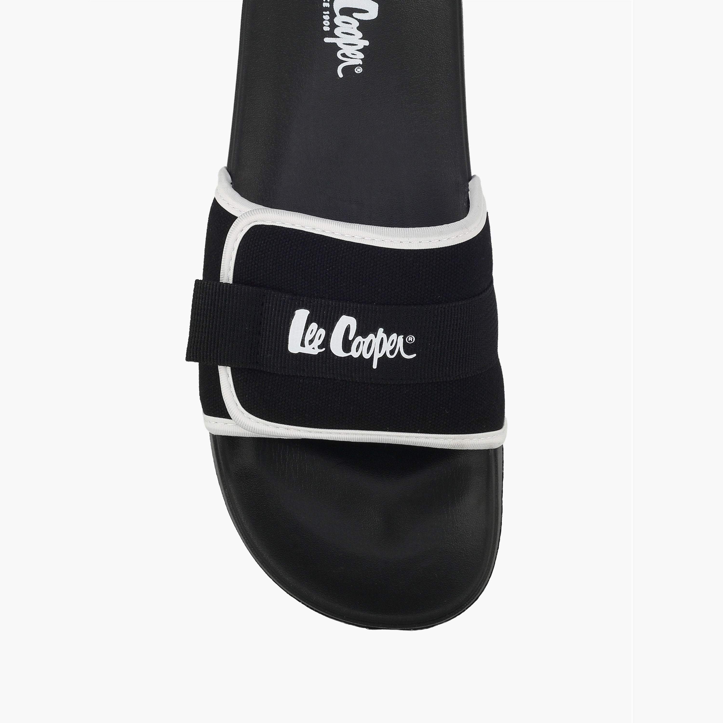 Lee Cooper Men Casual Logo Print Slides Black 374366BLACK