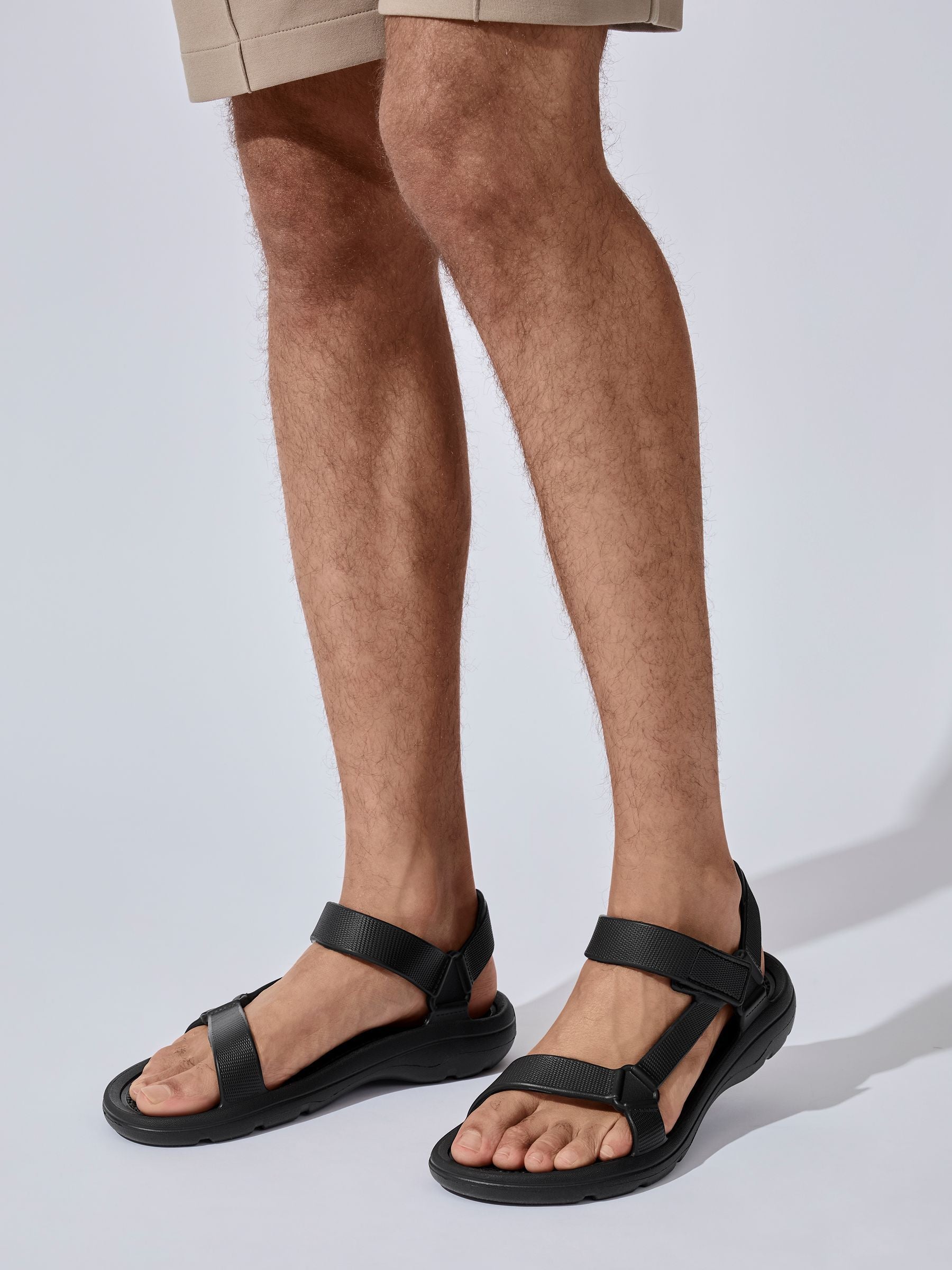 Totes Black Men's Bounce Velcro Sport Sandals