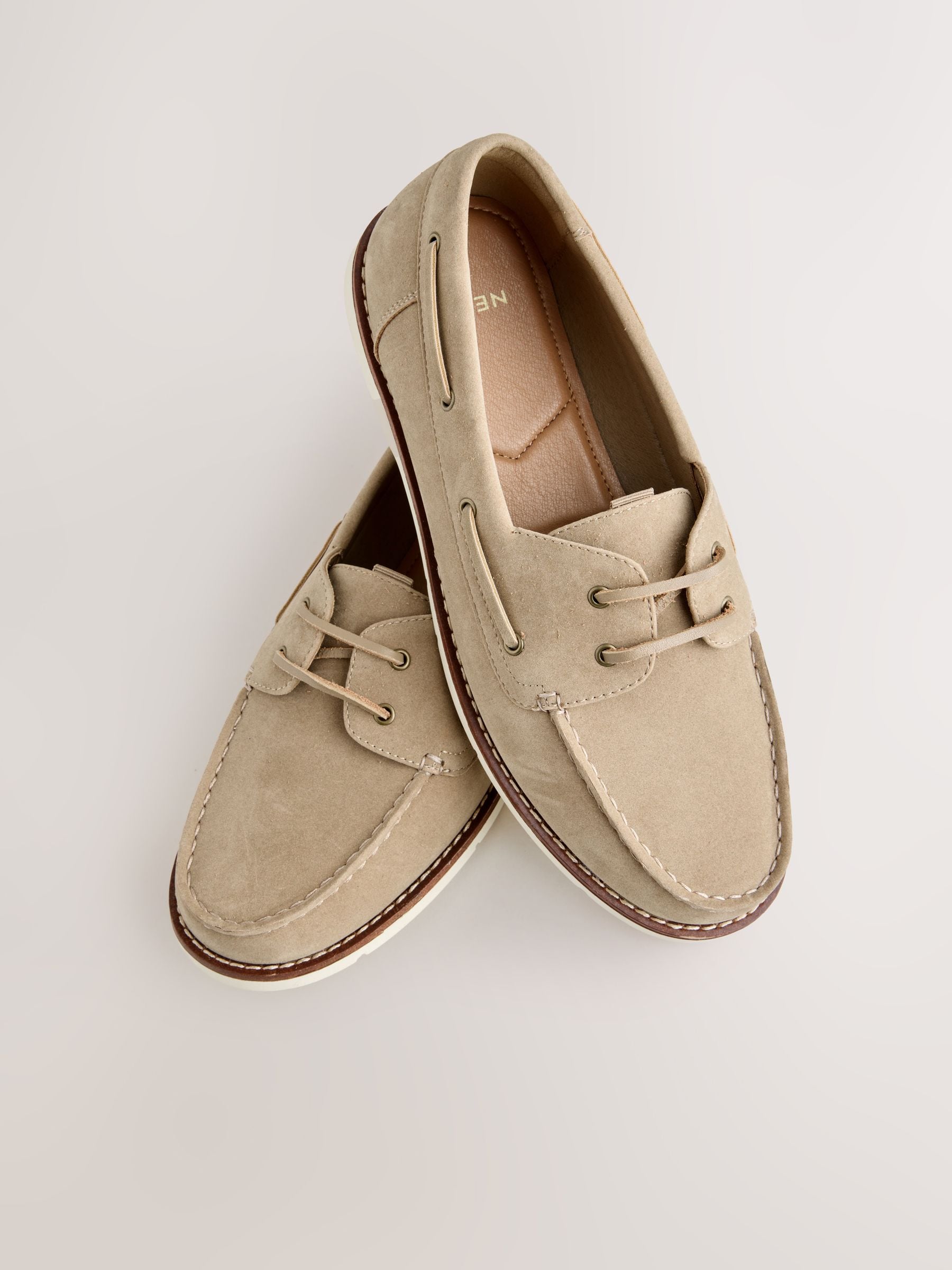 Next Men's Boat Shoes with Leather Laces Neutral