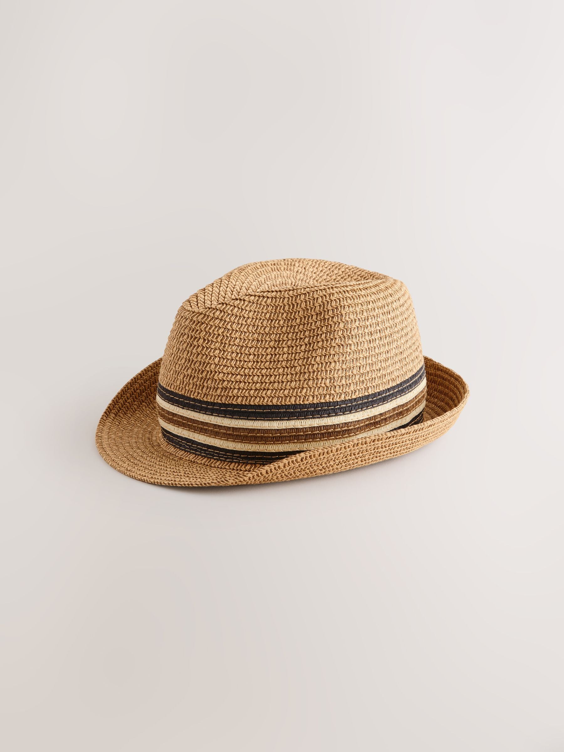 Next Light Brown Trilby Hat Classic Structured Design Regular Fit