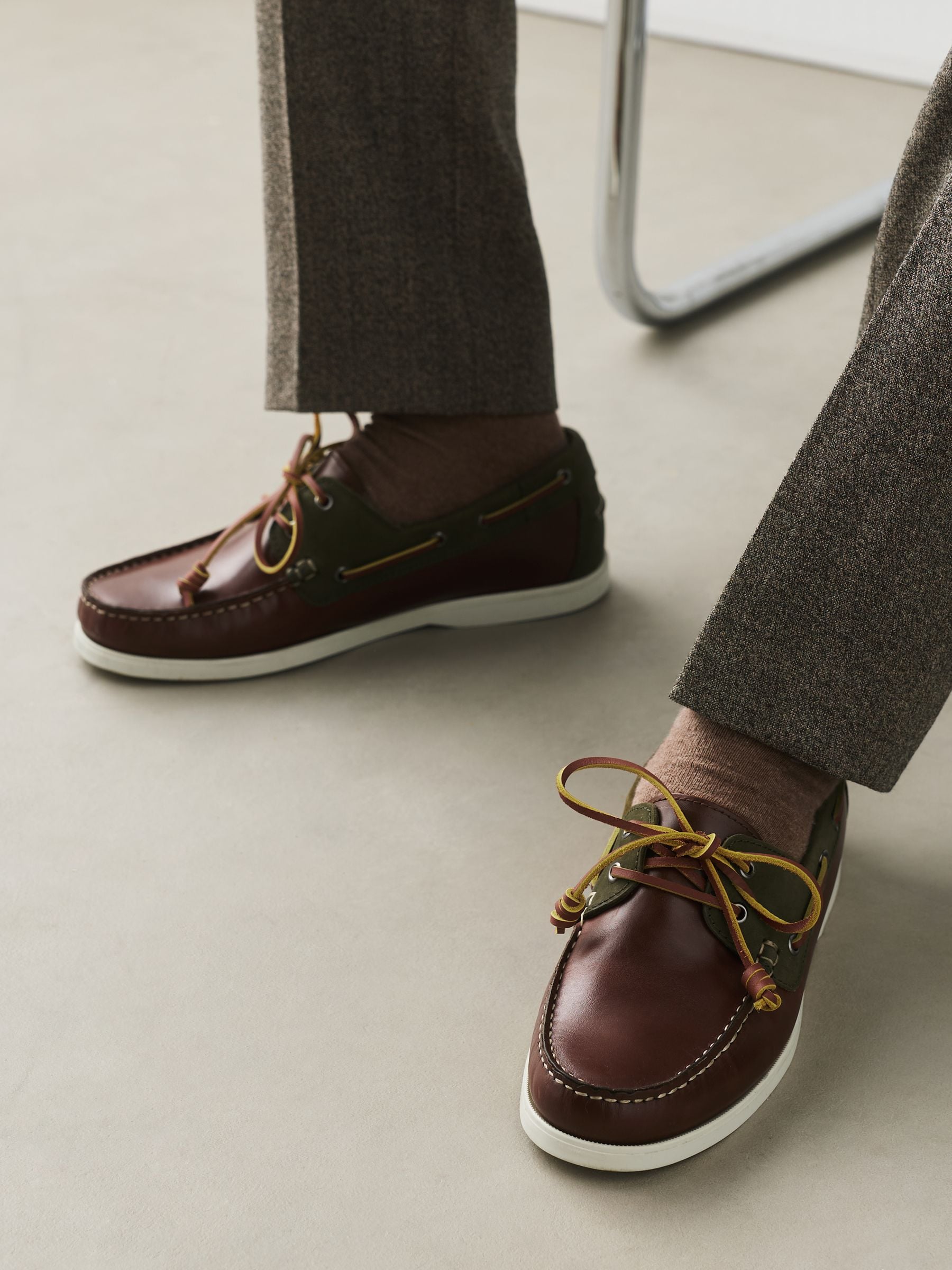 Next Signature Leather Boat Shoes Men's Brown