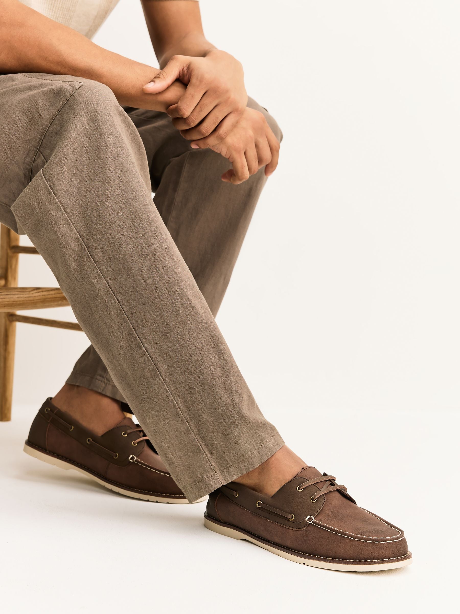 Next Tan Brown Boat Shoes With Leather Laces