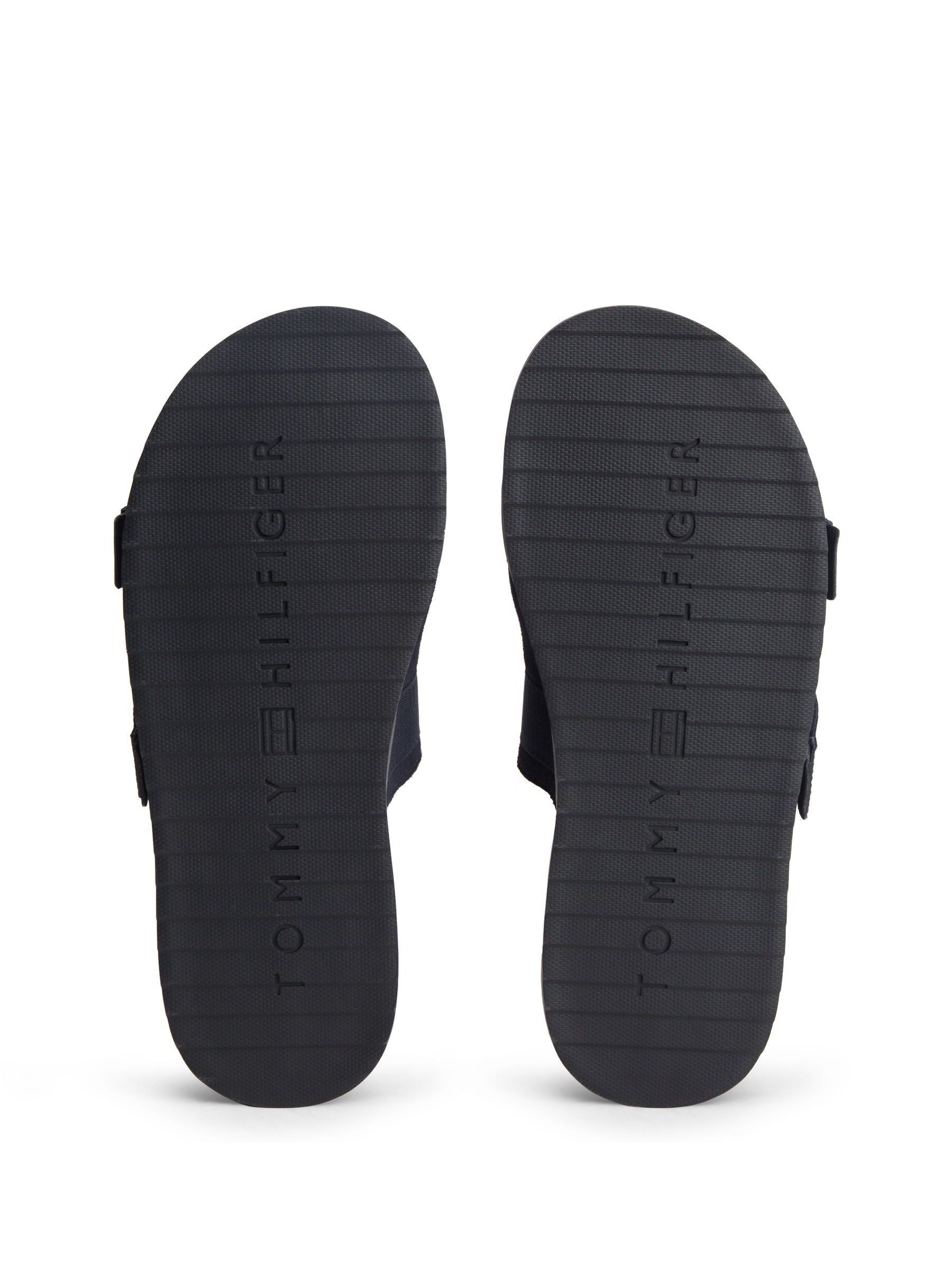 Tommy Hilfiger Suede Sandals with Webbing Strap Buckle Blue