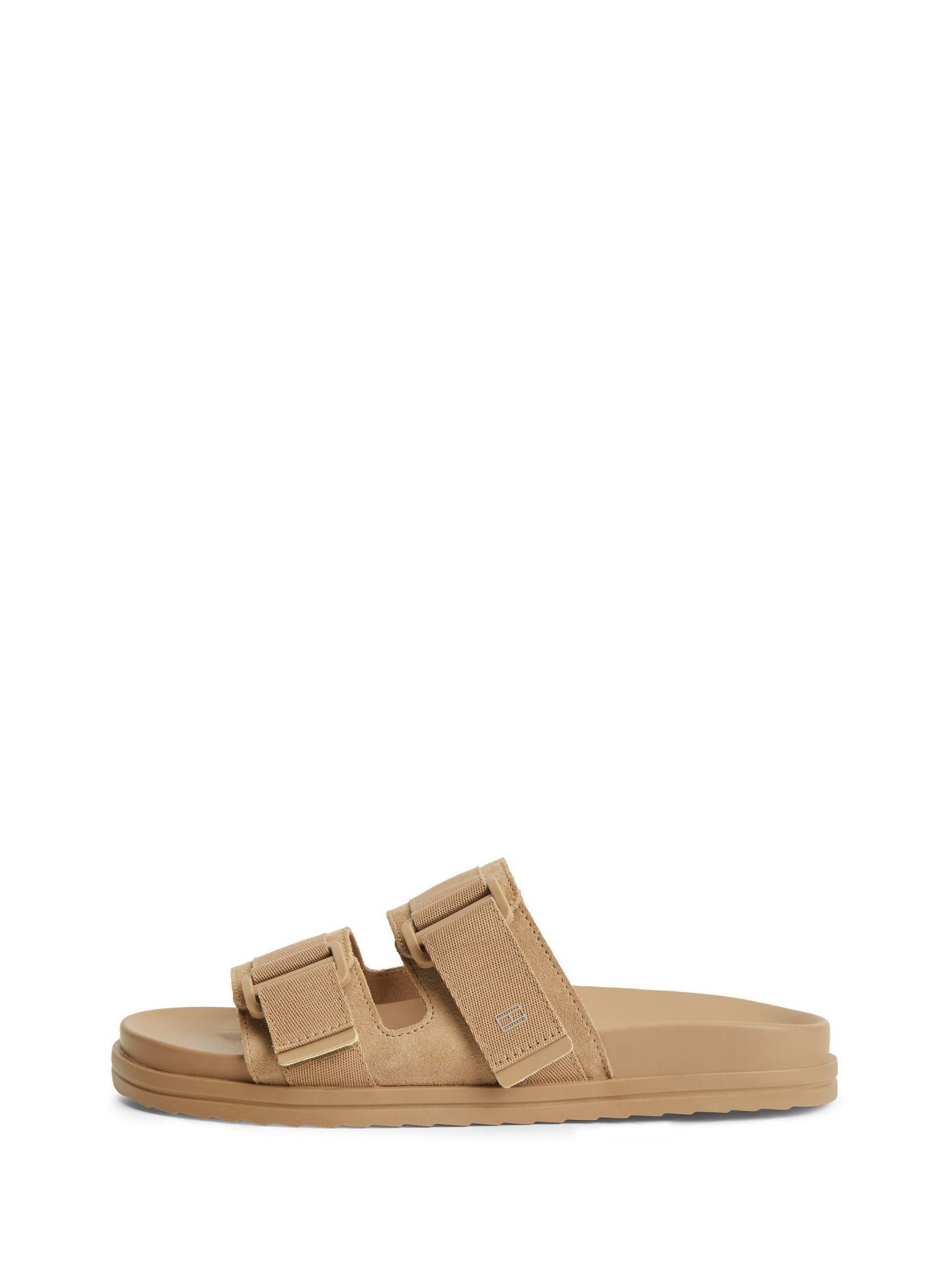 Tommy Hilfiger Natural Webbing Strap Buckle Suede Sandals