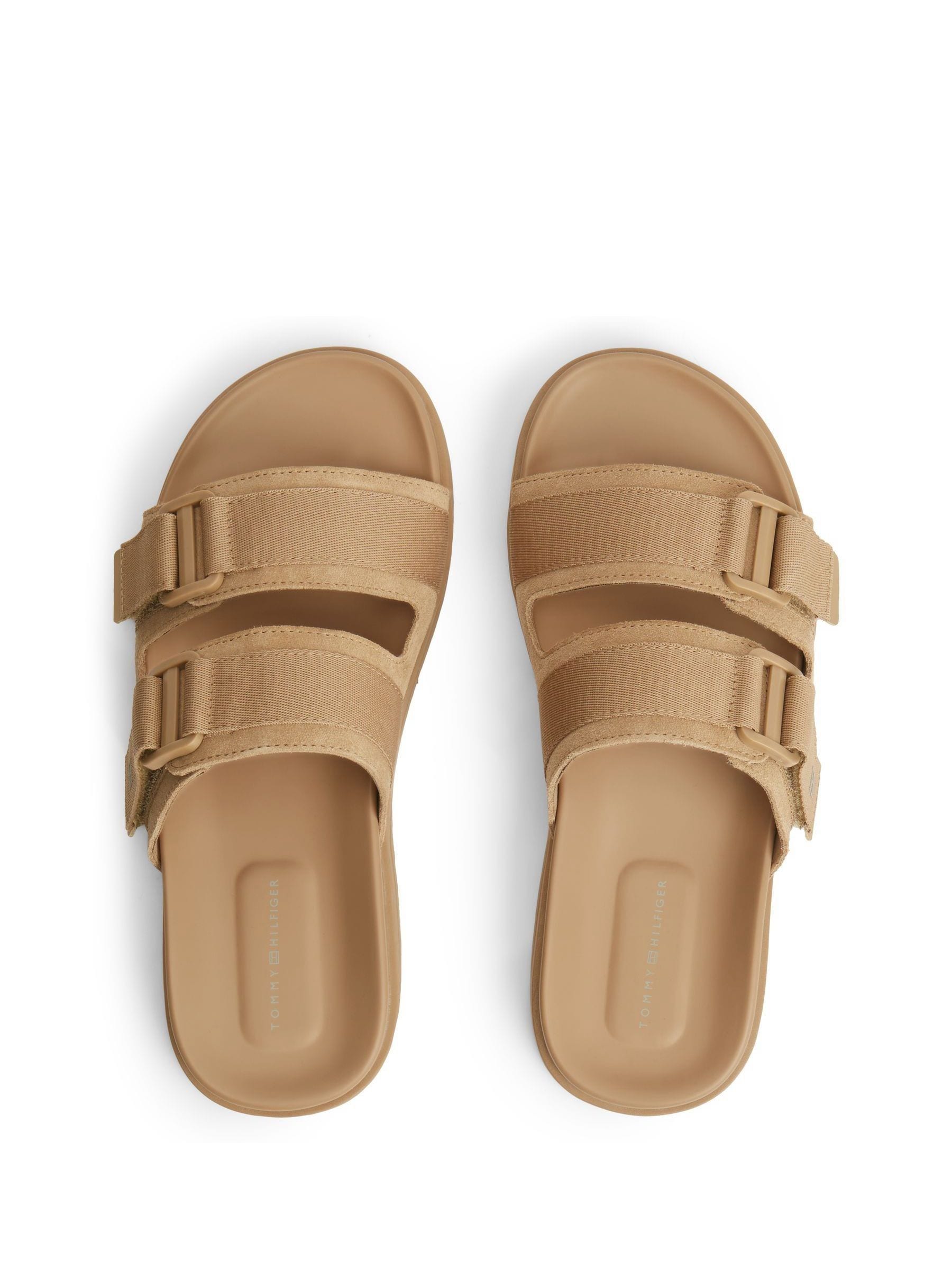 Tommy Hilfiger Natural Webbing Strap Buckle Suede Sandals