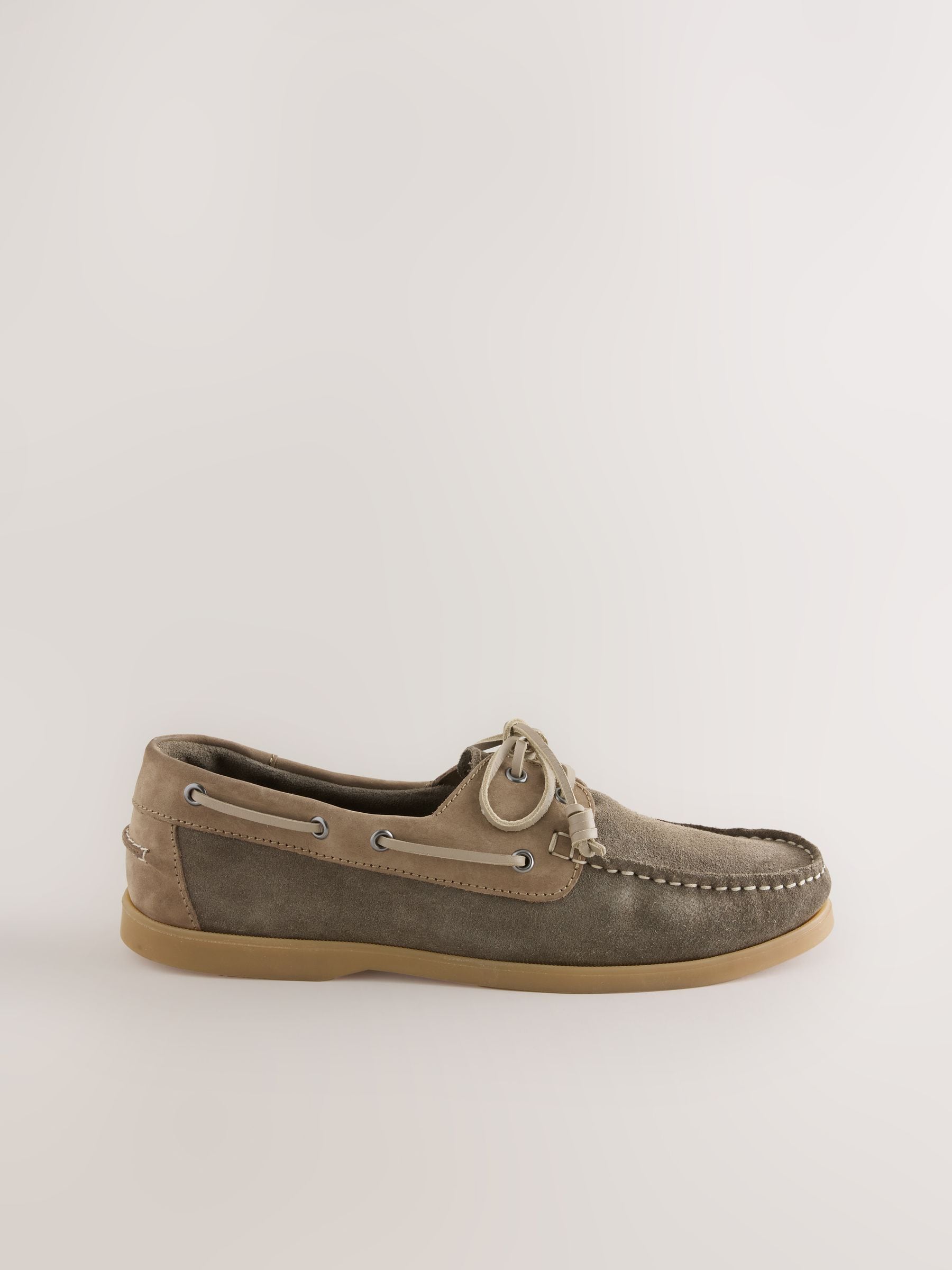Next Signature Grey Leather Boat Shoes