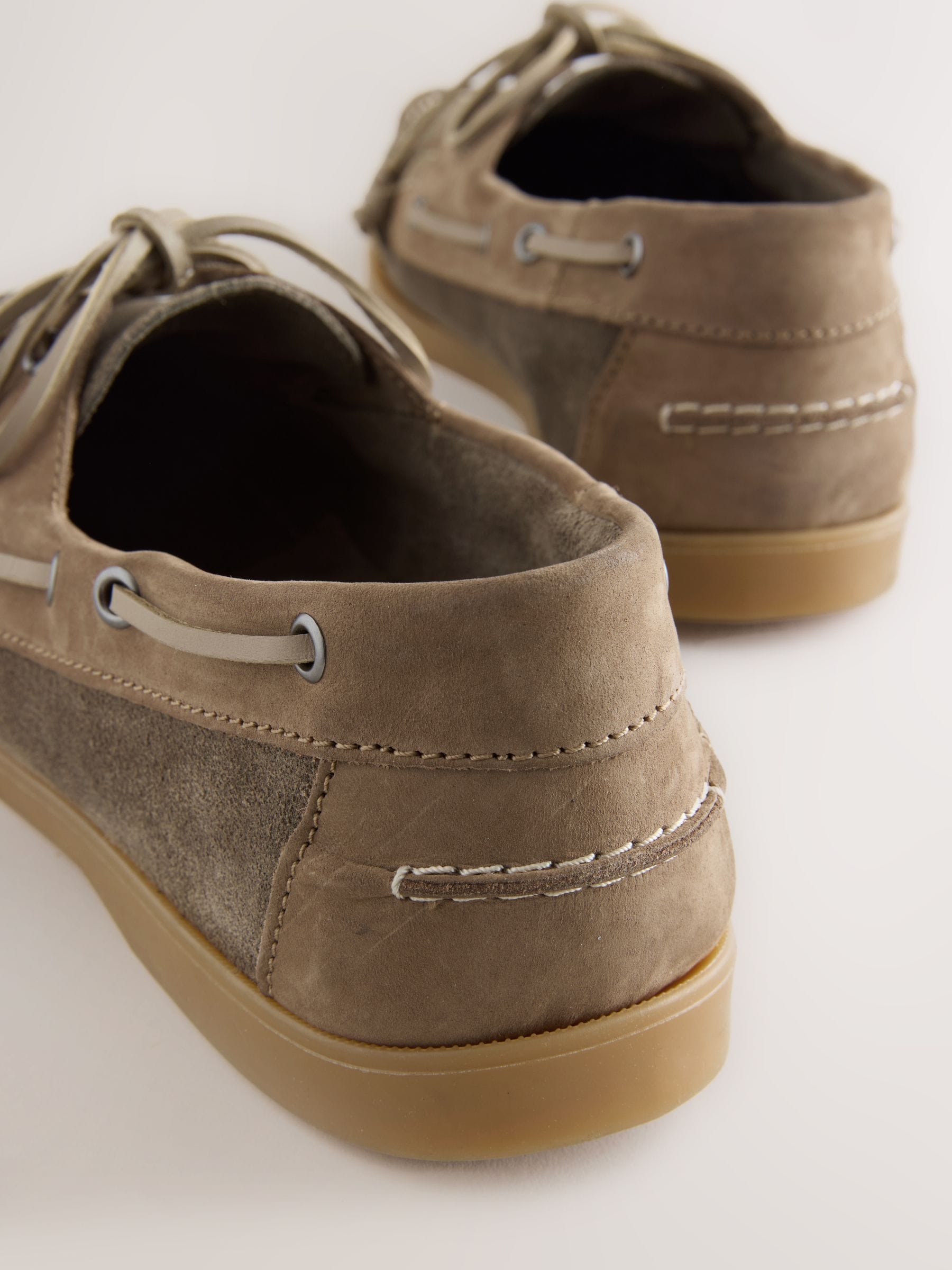Next Signature Grey Leather Boat Shoes