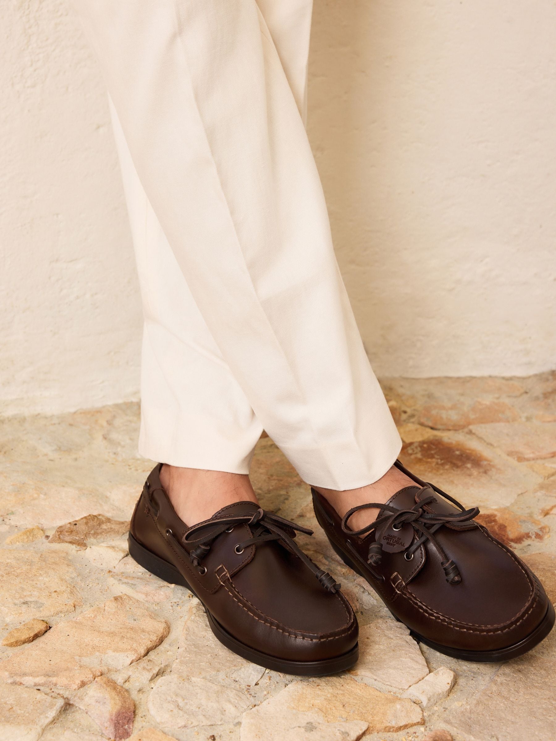 Next Signature Leather Boat Shoes Dark Brown