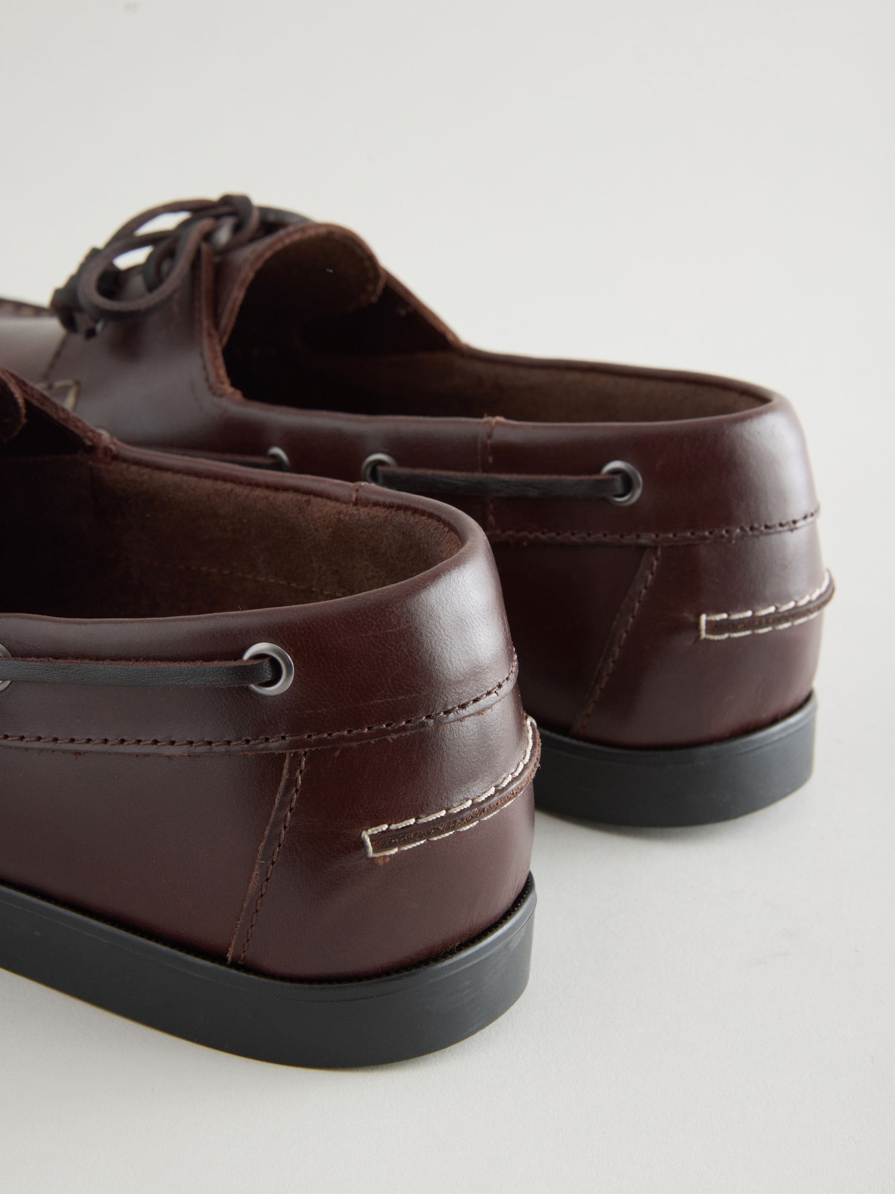 Next Signature Leather Boat Shoes Dark Brown
