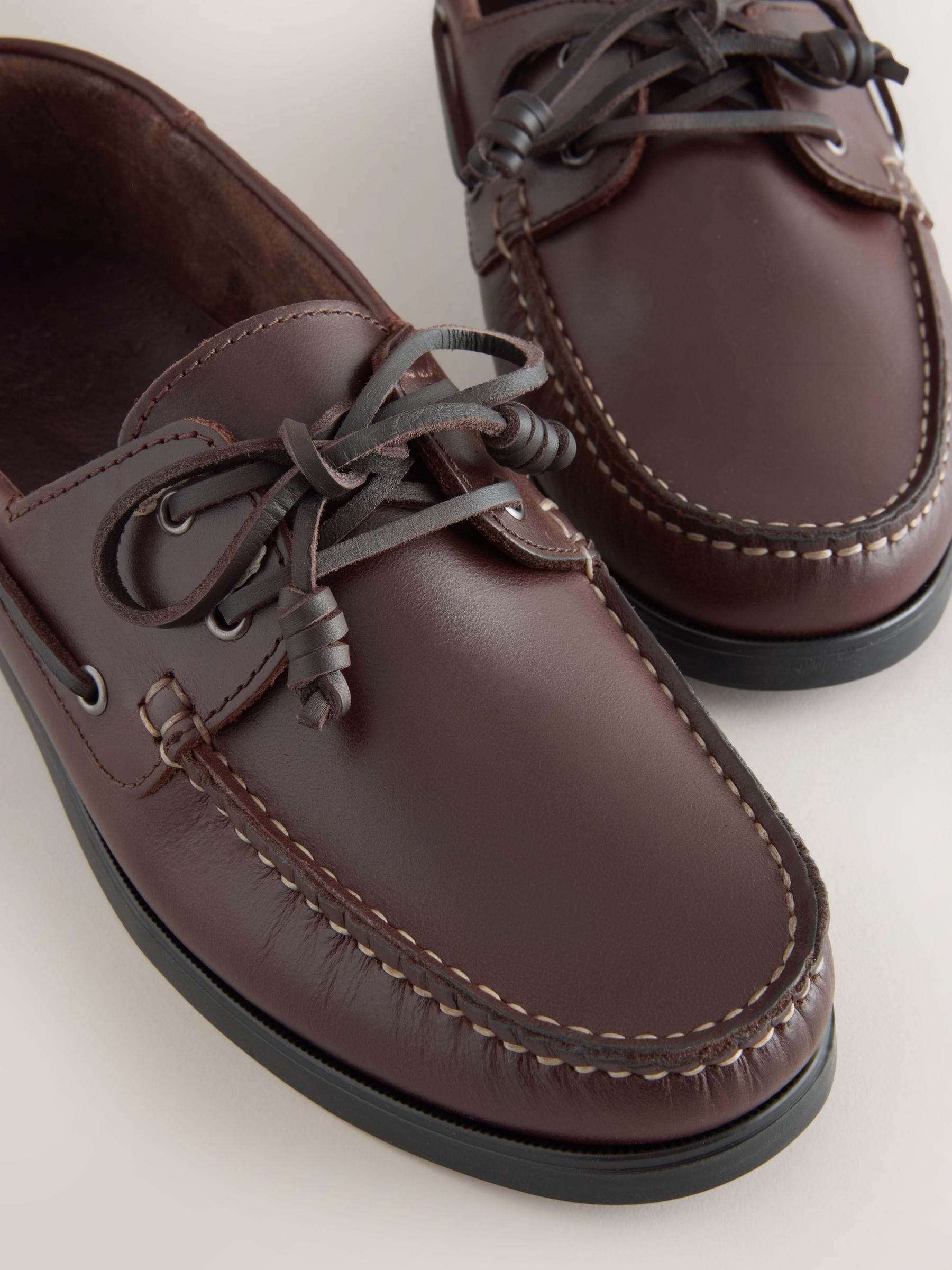 Next Signature Leather Boat Shoes Dark Brown
