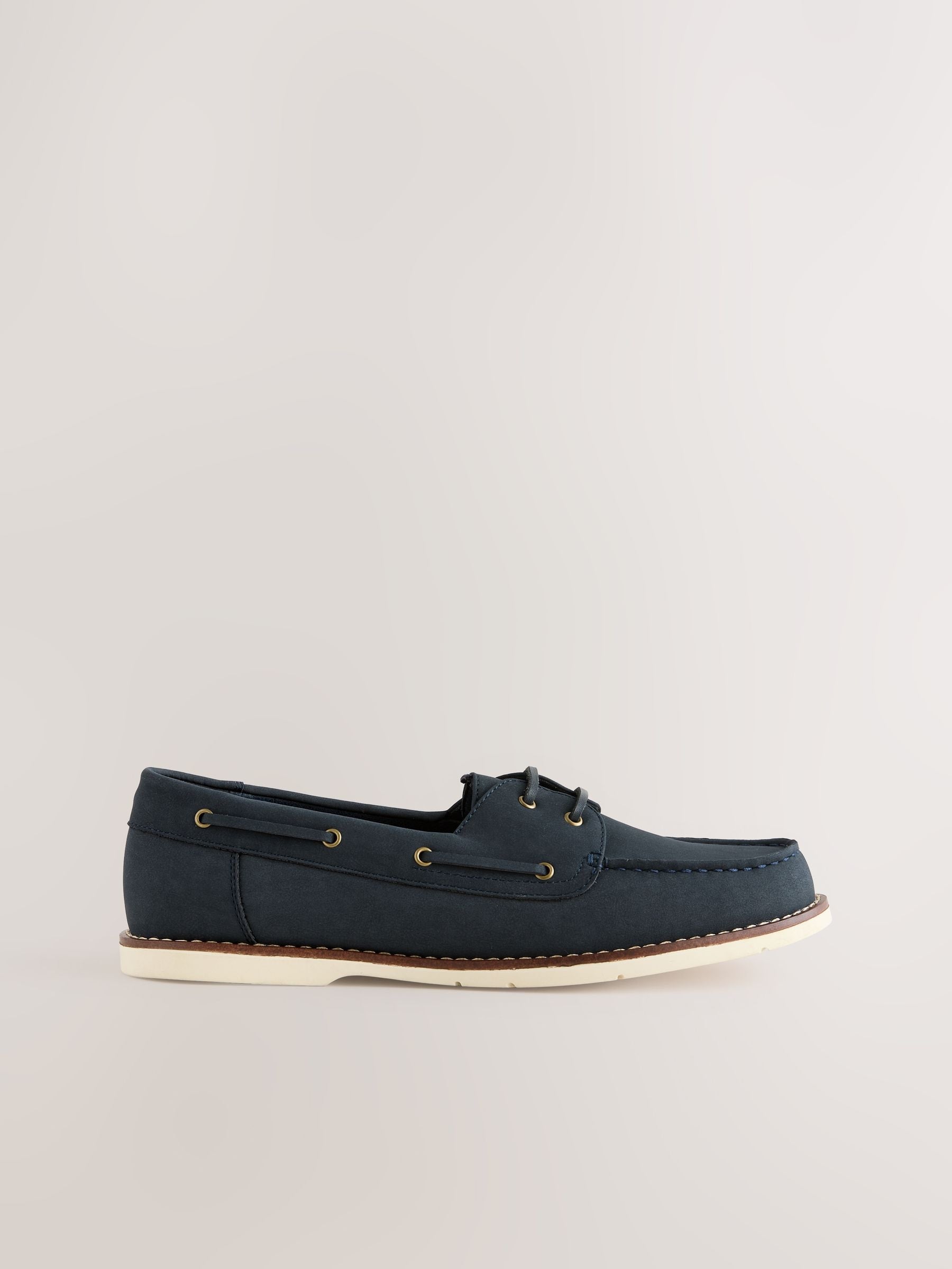 Next Navy Boat Shoes with Leather Laces