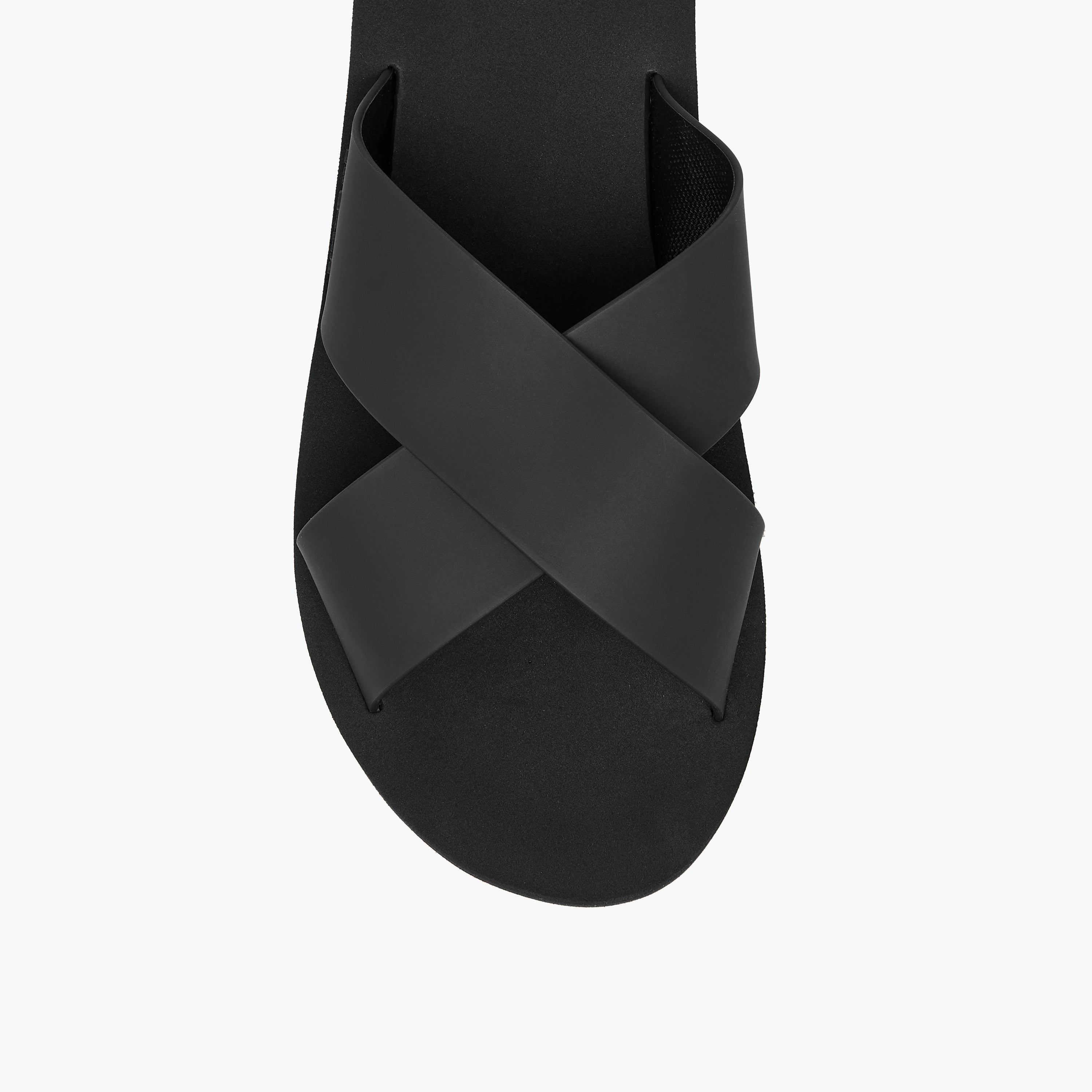 Lee Cooper Men's Logo Detail Cross Strap Flip Flops Black