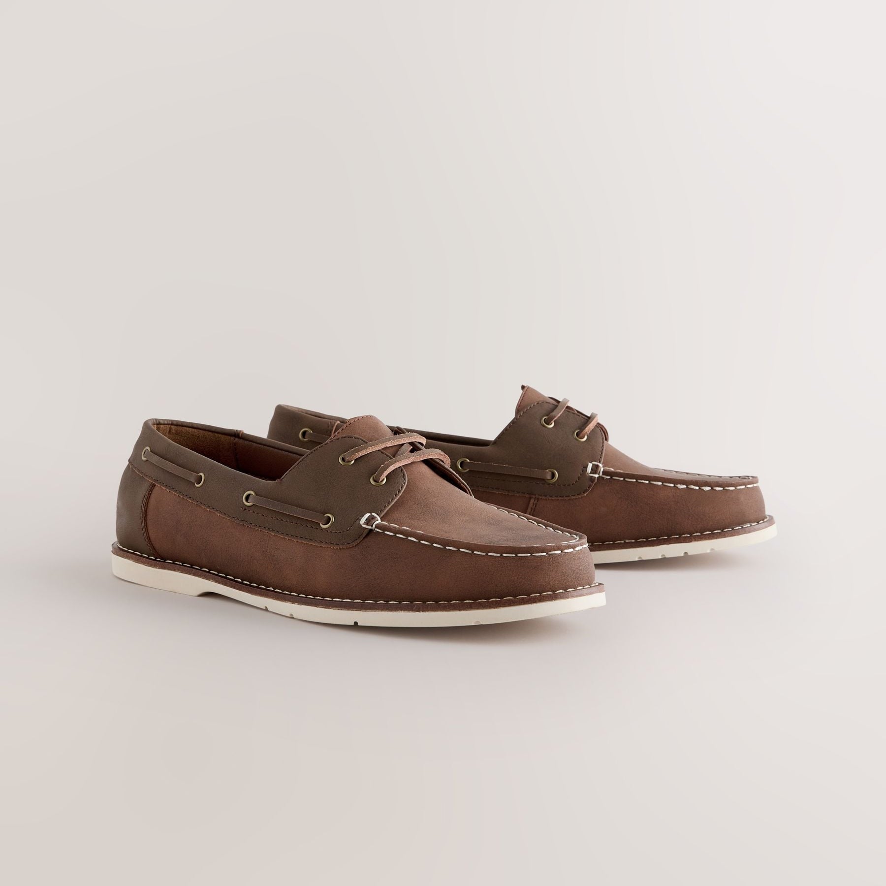 Next Tan Brown Boat Shoes With Leather Laces