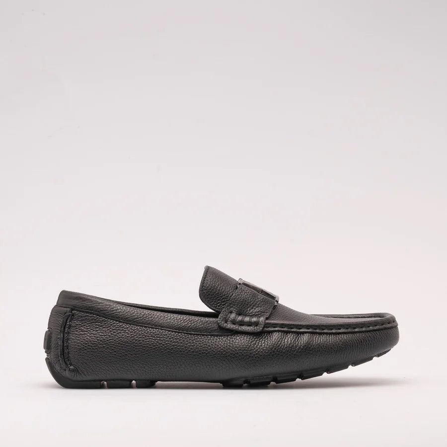 L.V Premium Grain Leather Loafer Men-Black