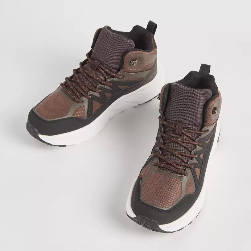 Panelled Boots with Lace-Up Closure