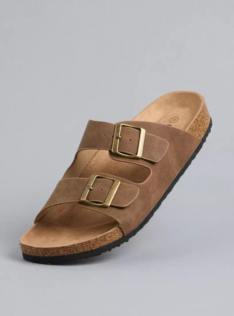 Max Buckle Accent Slip-On Sandals