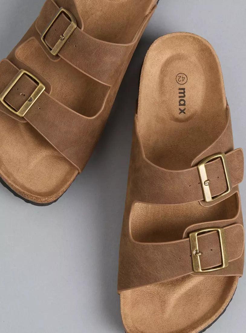 Max Buckle Accent Slip-On Sandals