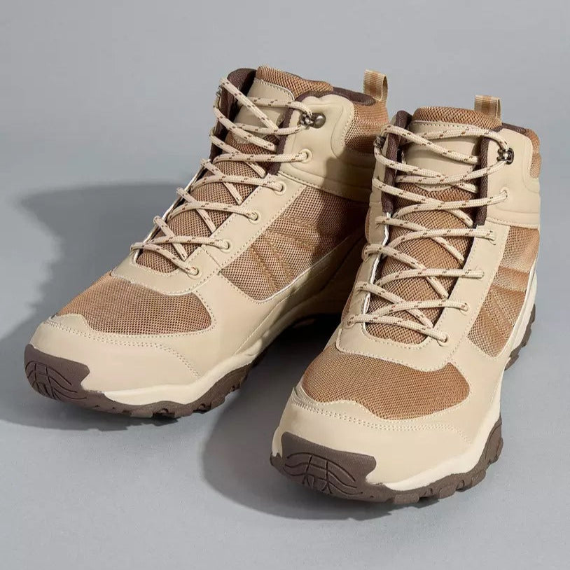 Textured Ankle Boots with Lace-Up Closure
