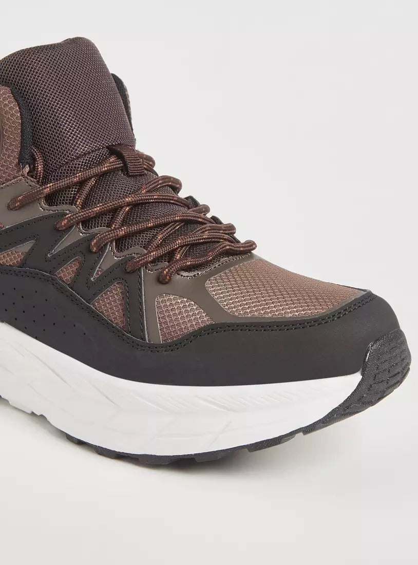 Panelled Boots with Lace-Up Closure