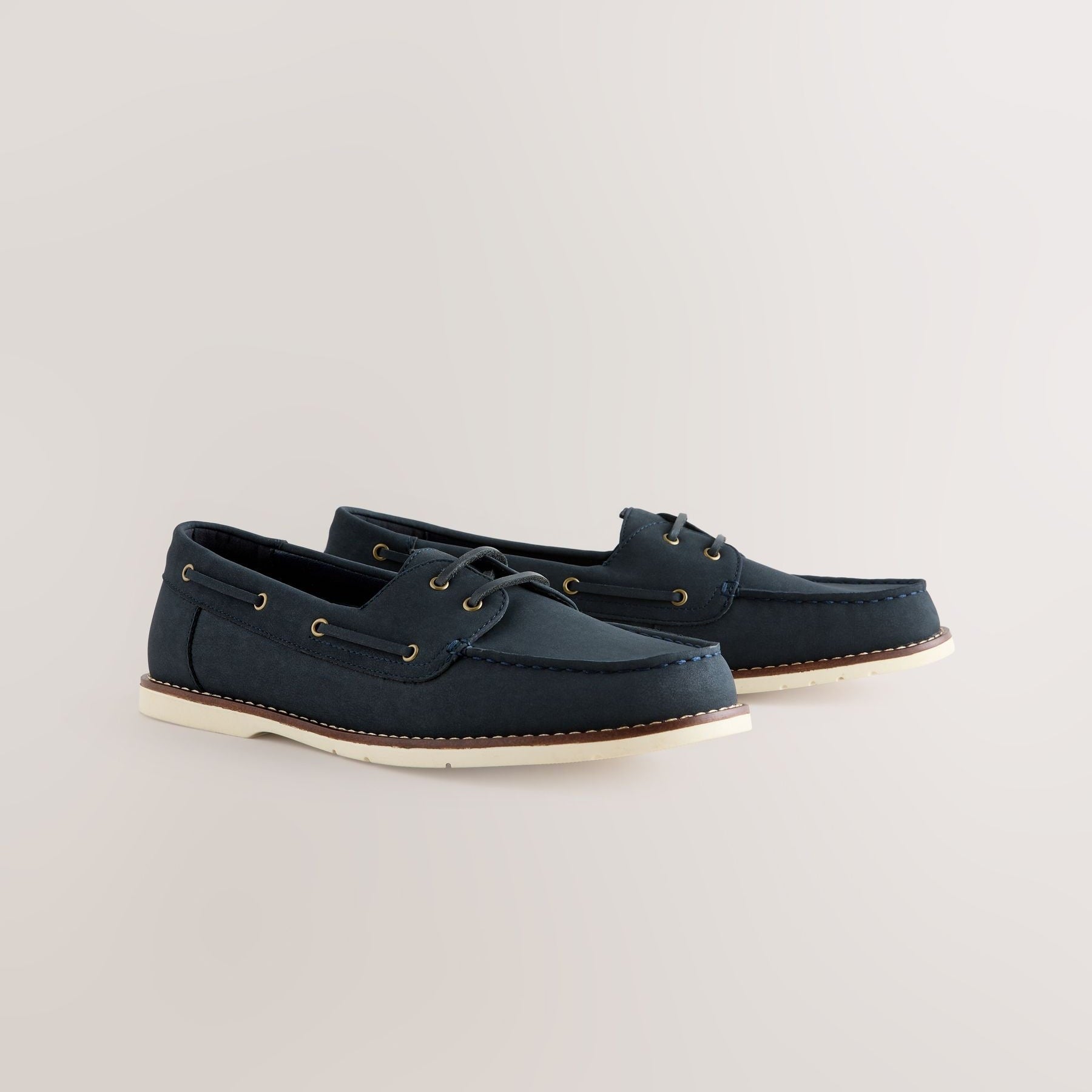 Next Navy Boat Shoes with Leather Laces