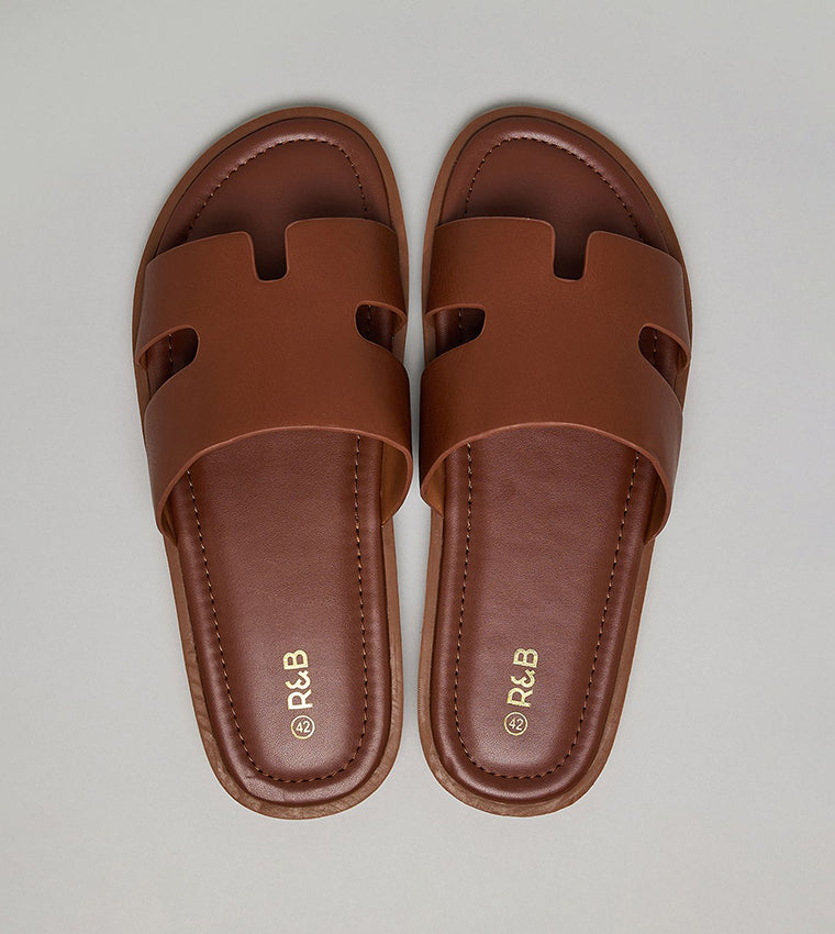 R&B Textured Open Toe Comfort Sandals Tan