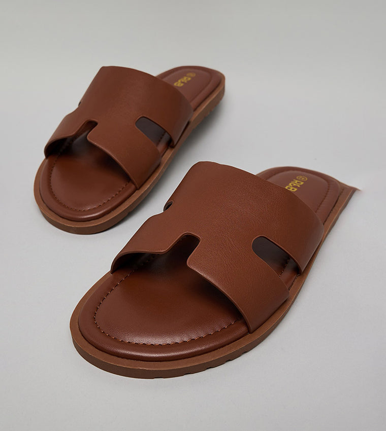 R&B Textured Open Toe Comfort Sandals Tan