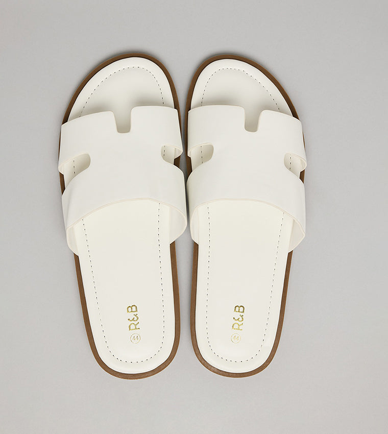 R&B Textured Open Toe Comfort Sandals Ivory