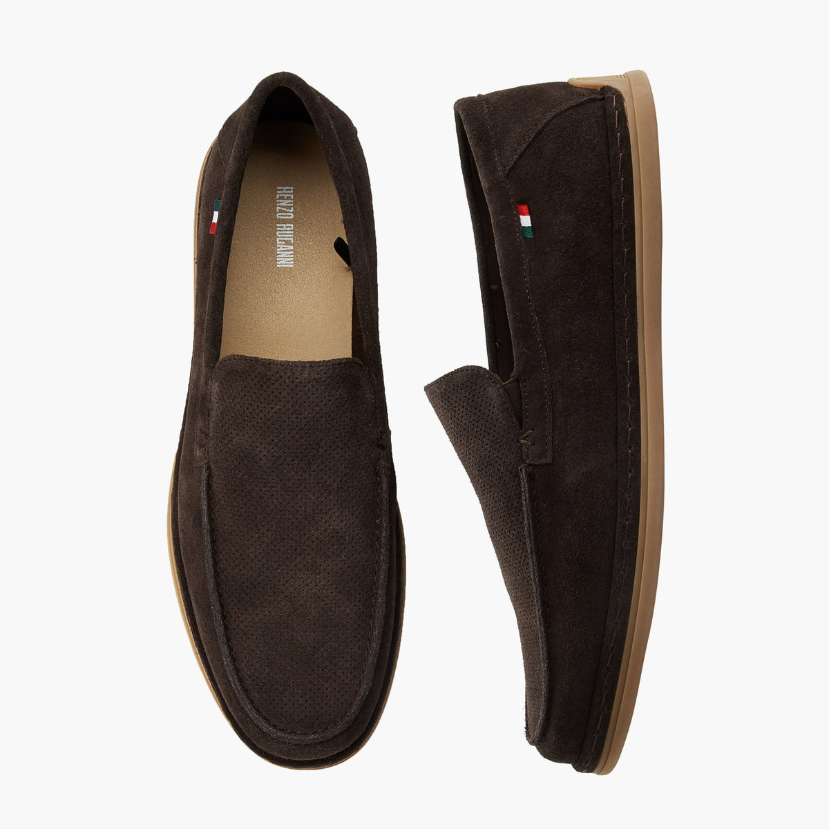 Renzo Ruganni Men Textured Slip-On Loafers Brown