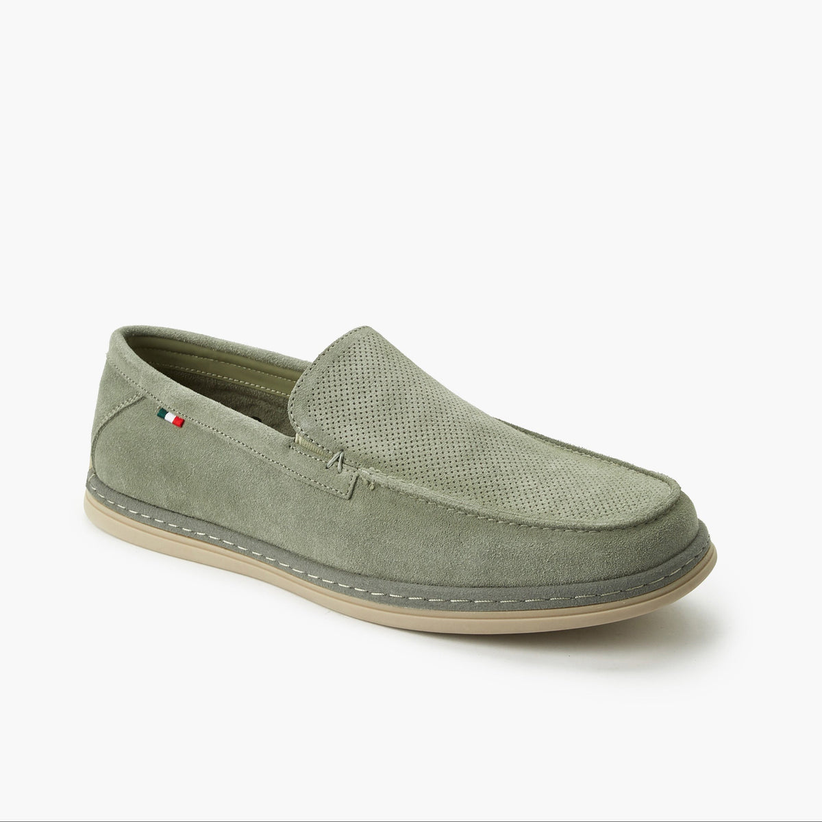 Renzo Ruganni Men Textured Slip-On Loafers Green