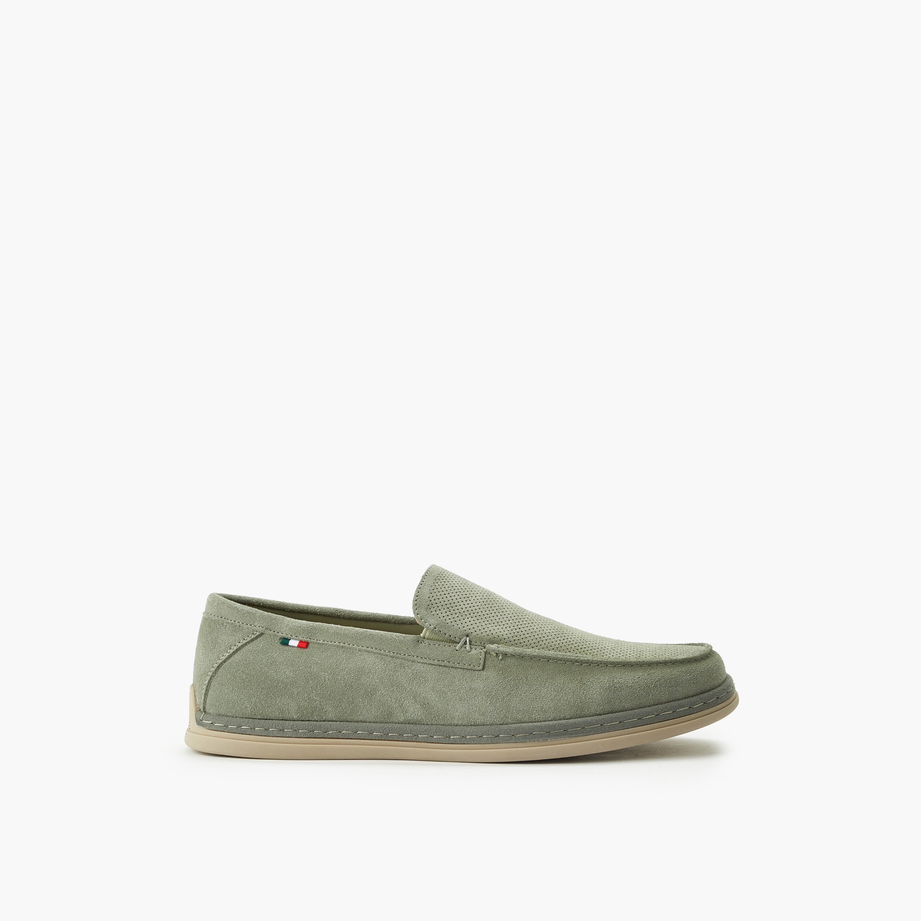 Renzo Ruganni Men Textured Slip-On Loafers Green