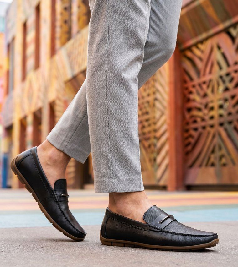Steve Madden Men Casual THURSTON Textured Loafers THUR01M1-017_BLACK