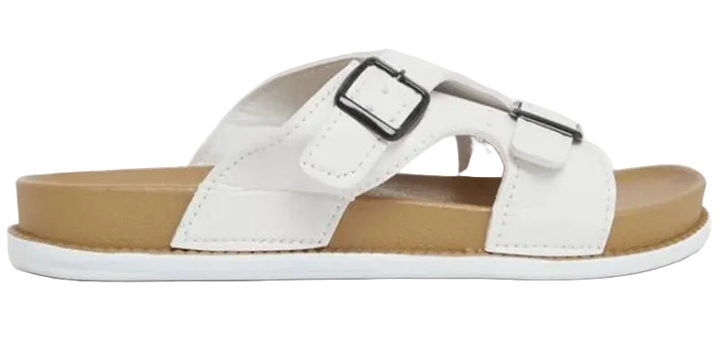 Styli Buckle Slide Sandal White Men