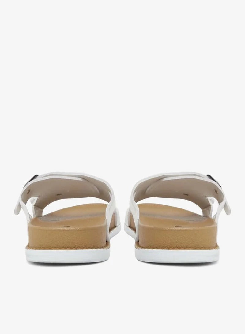 Styli Buckle Slide Sandal White Men